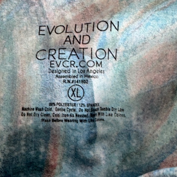 Evolution And Creation Watercolor Print Crop Leggings Sz XL - Picture 7 of 7